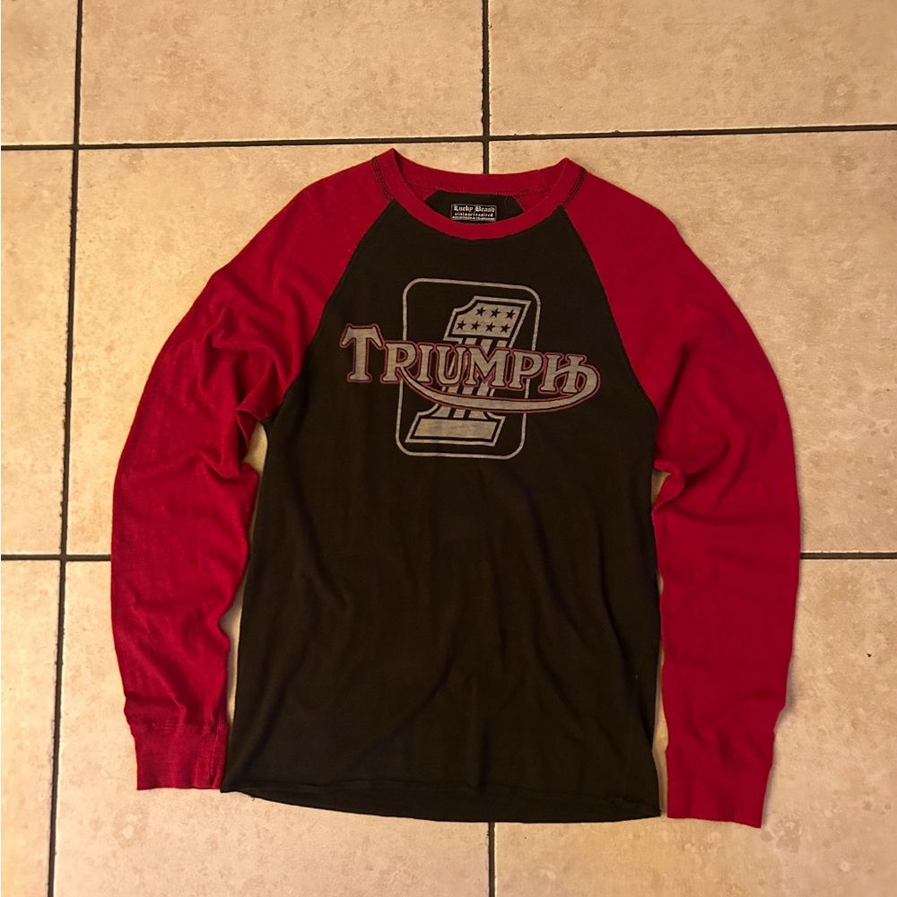 Lucky Brand Red and Black Long Sleeve Tee